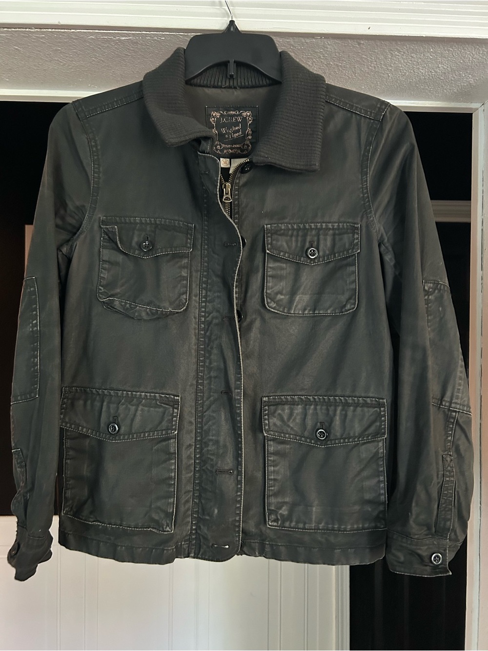 J. Crew Men’s Black Military Field Jacket with Four Flap Pockets